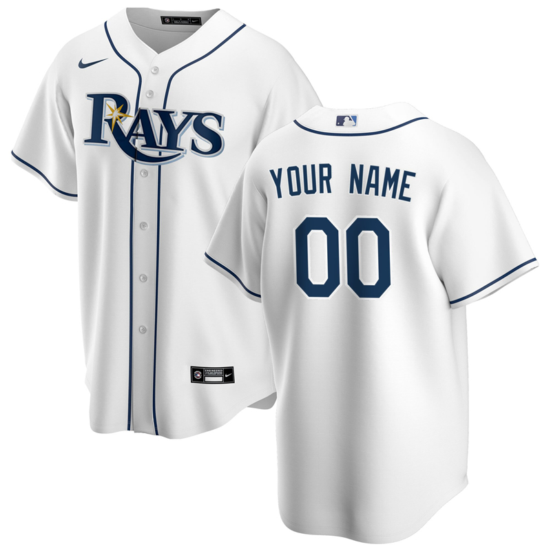 MLB Men Tampa Bay Rays Nike White Home 2020 Replica Custom Jersey ->customized mlb jersey->Custom Jersey